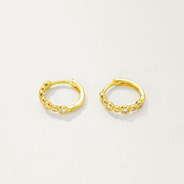 FE2867 925 Sterling Silver Zircon Pave Hoop Earrings