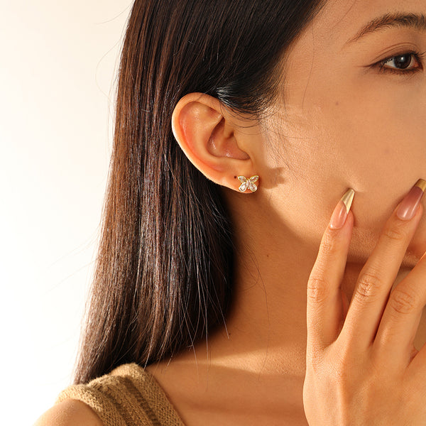 VFE0050 Cubic Zirconia Butterfly Stud Earrings