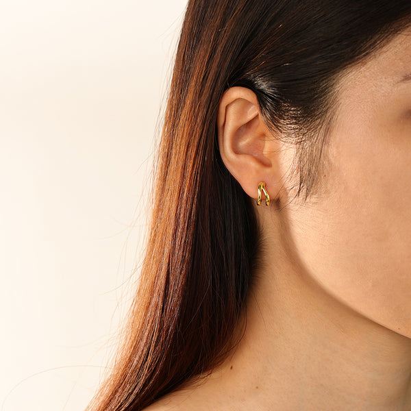 FE2842 925 Sterling Silver Double Circle Hoop Earring