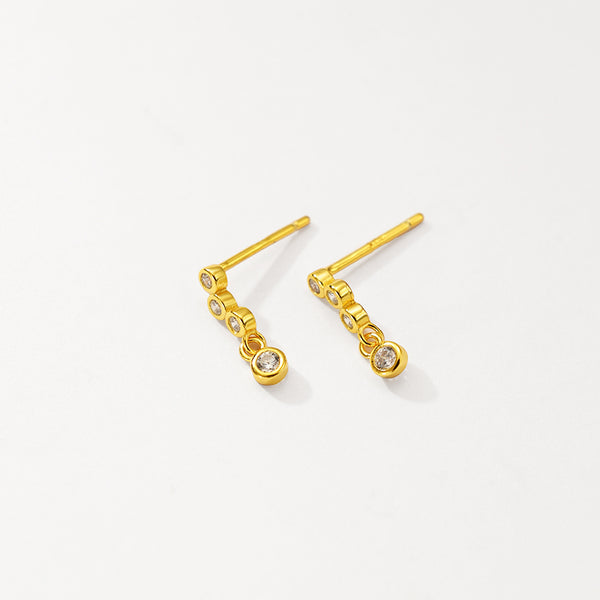 FE2835 925 Sterling Silver Bezel Cubic Zirconia Stud Earrings