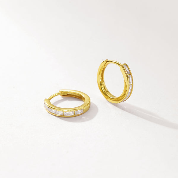 FE2936 925 Sterling Silver Simple CZ Hoop Earring