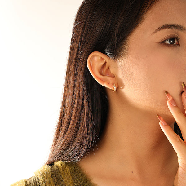 FE3162 Quartet Flower Hoop Earring