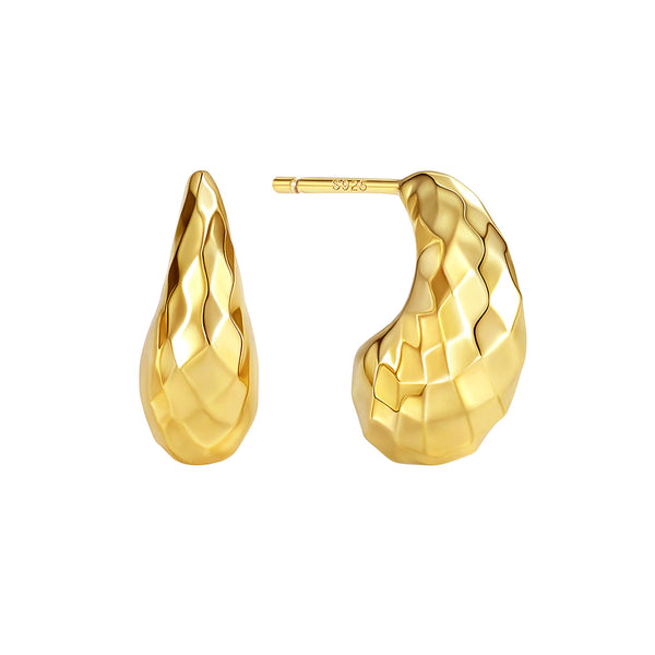 BVFE0719 Faceted Comma Half Hoop Earrings