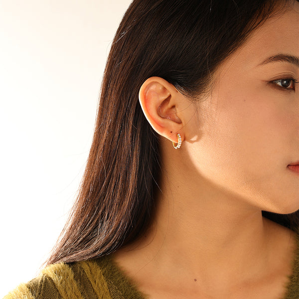 FE3195 Shell Pearl Hoop Earring