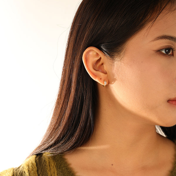 FE3171 Princess Zirconia Hoop Earring