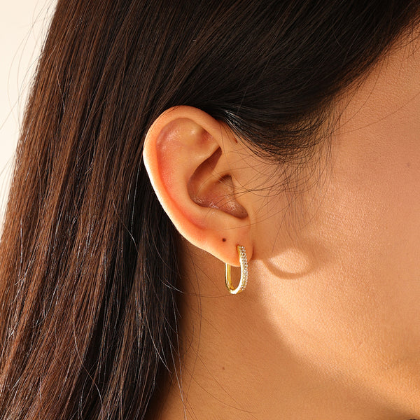 FE3168 U Shape CZ Hoop Earring