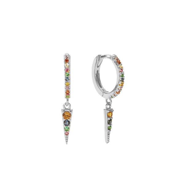 FE2957 925 Sterling Silver Pavé Colored Zirconia Cone Dangle Earrings