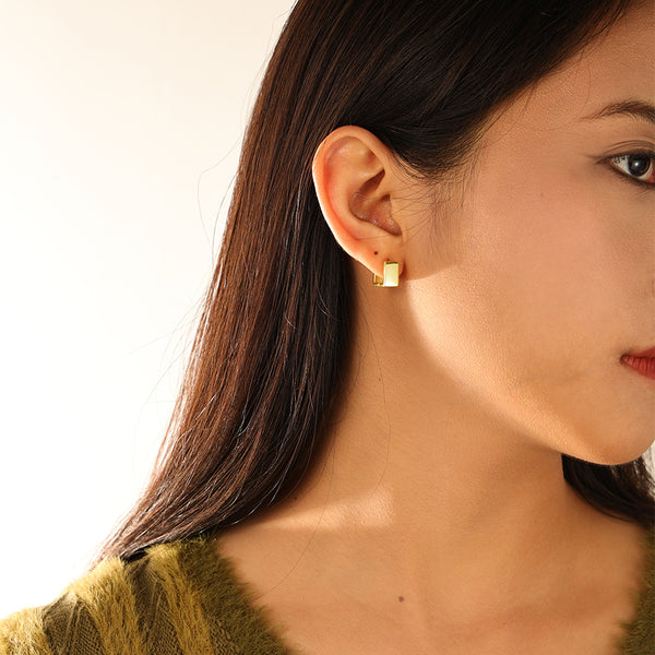 FE3204 Wide Square Minimalist Cartilage Huggie Earrings