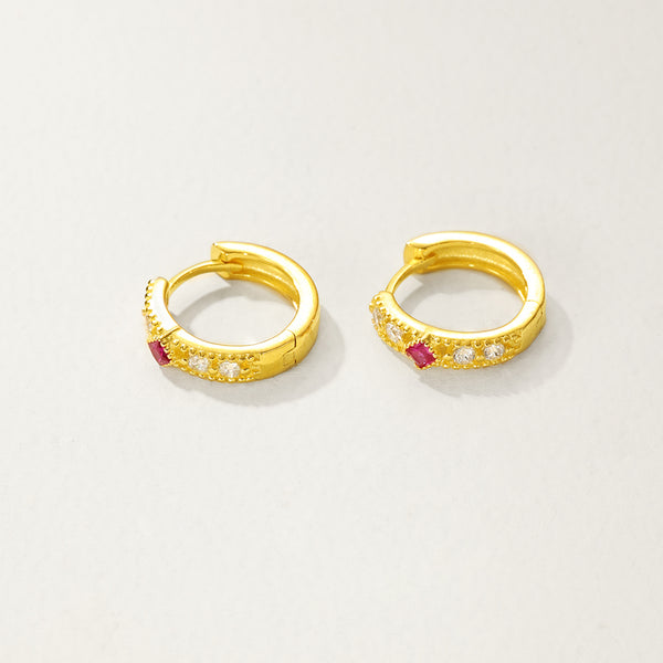 FE2907 925 Sterling Silver Pave Zirconia Hoop Huggie Earrings