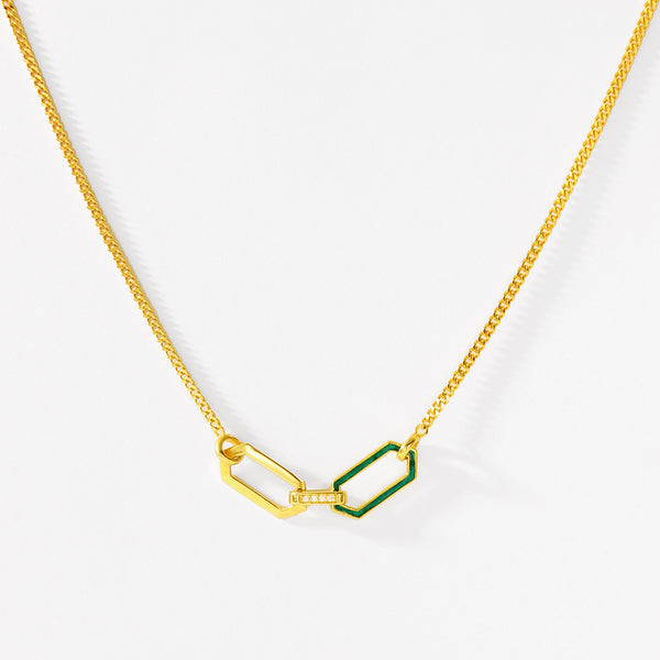 FX1184 925 Sterling Silver Double Buckle Necklace