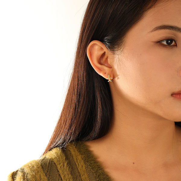 FE3152 Mini Aircraft CZ Stud Earring