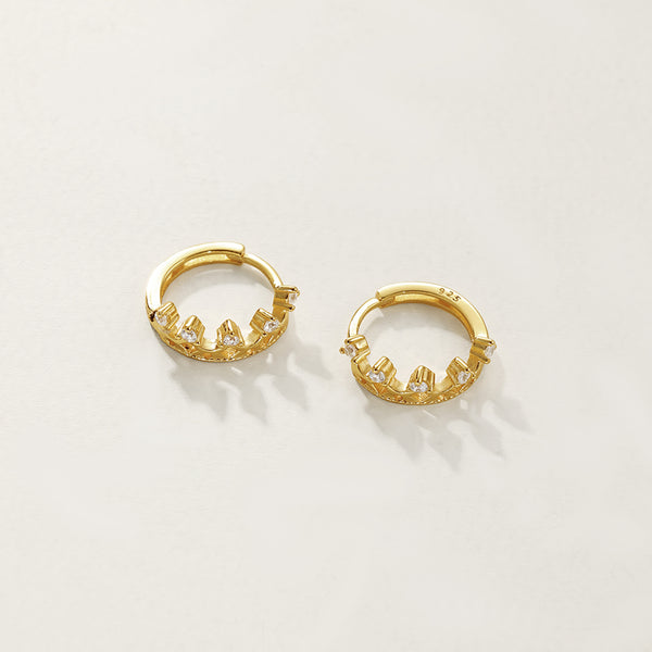 FE2848 925 Sterling Silver Geometric CZ Hoop Earring