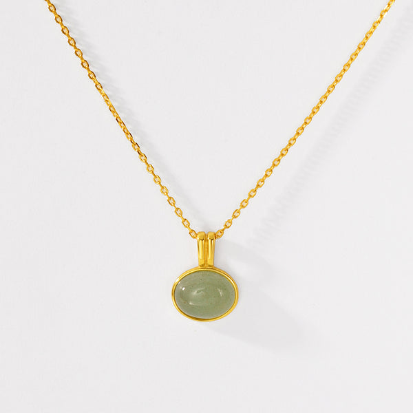 FX1187 925 Sterling Silver Personalized Aventurine Jade Pendant Necklace