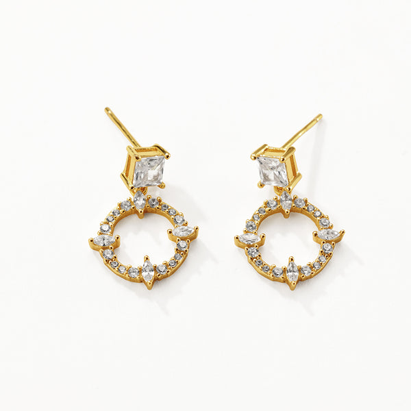 FE3177 Zirconia Circle Dangle Stud Earring