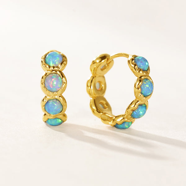 VFE0164 Round Opal Hoops Earring