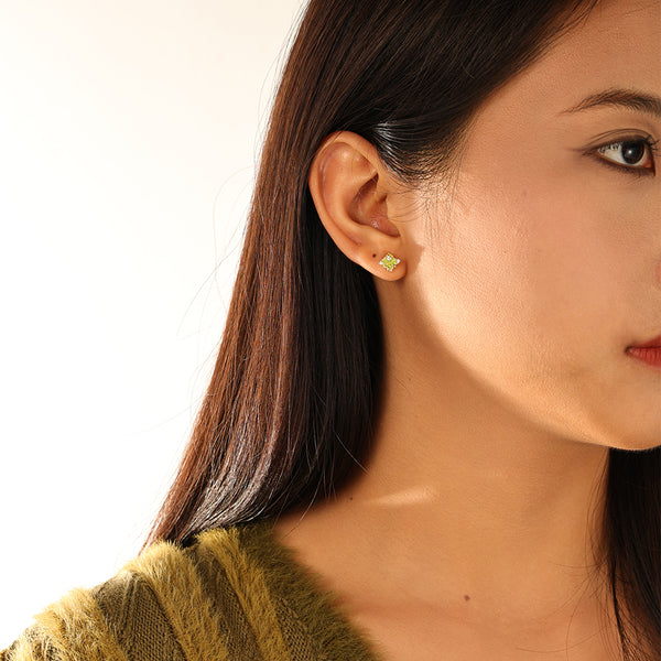 FE3107 Green Emanel Stud Earring