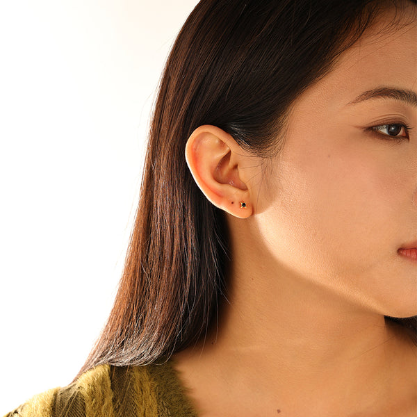 FE3190 Solitaire Black Zirconia Mini Stud Earring