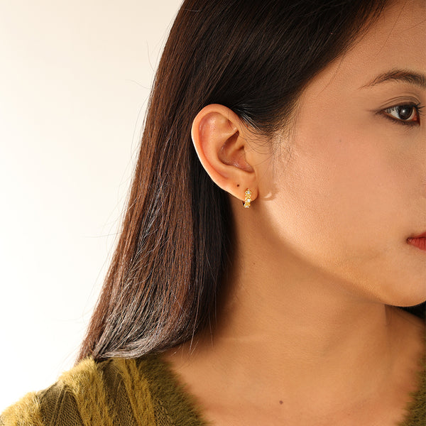 FE3100 Triple Flower Hoop Earring