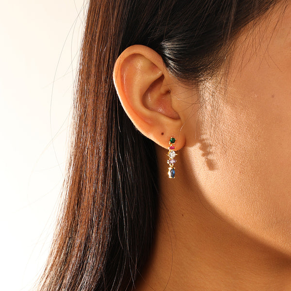 FE2747 925 Sterling Silver Mixed Colorful Tassel Earrings