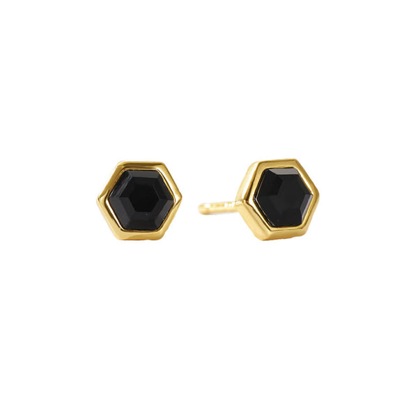 VFE0238 Birthstone Hexagon Natural Stone Stud Earrings