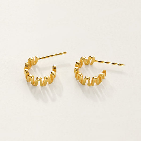 FE2903 925 Sterling Silver Wavy Hoop Earring