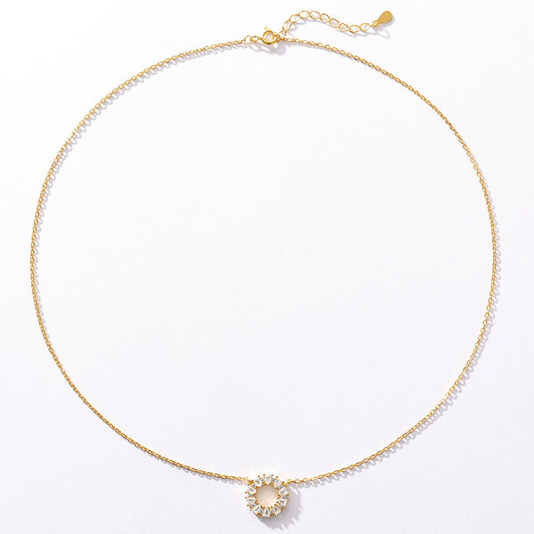 VFX0206 Hollow Circle Zirconia Pendant Necklace