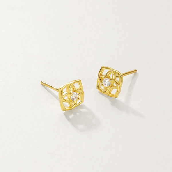 FE2868 925 Sterling Silver CZ Flower Stud Earrings
