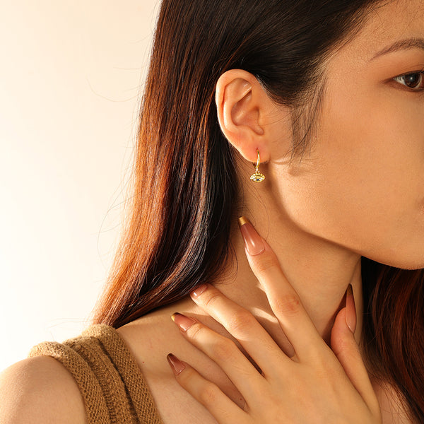 FE2820 925 Sterling Silver Zircon Eyes Dangle Earrings