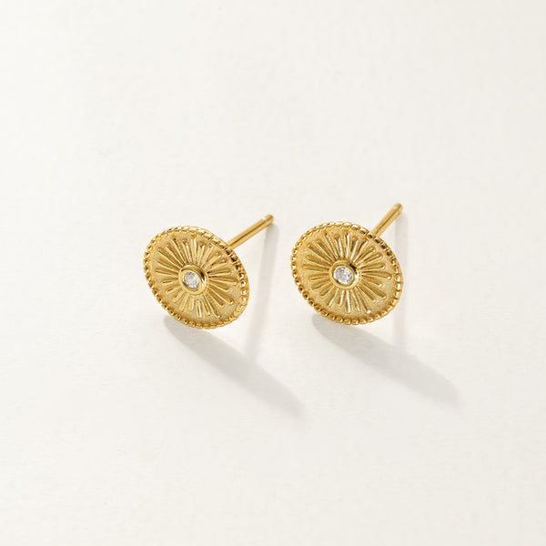 FE2793 925 Sterling Silver Bezel CZ Starburst Stud Earring