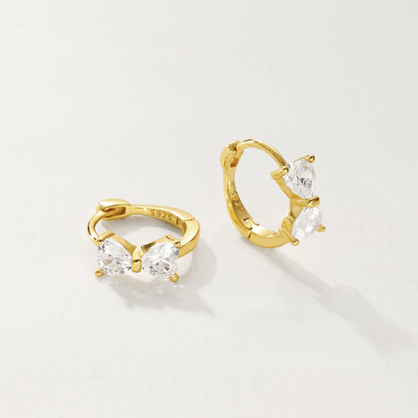 FE2803 925 Sterling Silver Cubic Zirconia Bow Hoop Earrings