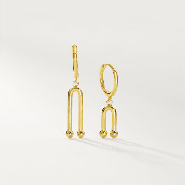 FE2711 925 Sterling Silver Asymmetric Geometric Hoop Earrings