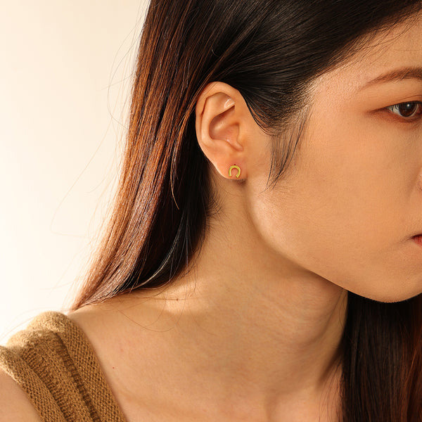 FE2872 925 Sterling Silver Horseshoe Stud Earrings