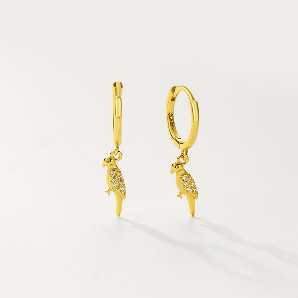 FE2725 925 Sterling Silver Woodpecker Dangle Earrings