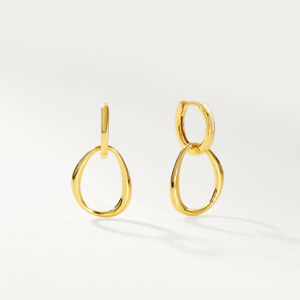 FE2880 925 Sterling Silver Double Hoop Huggie Eearings