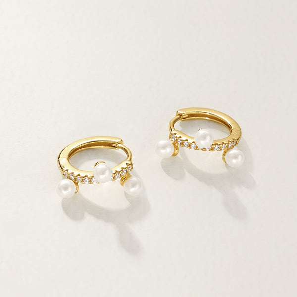 FE2794 925 Sterling Silver Shell Pearl Hoop Earring