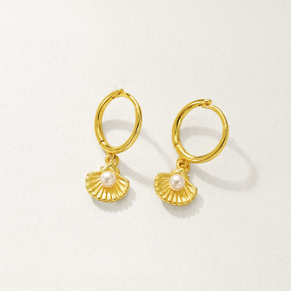 FE2829 925 Sterling Silver Shell Pearl Dangle Earrings