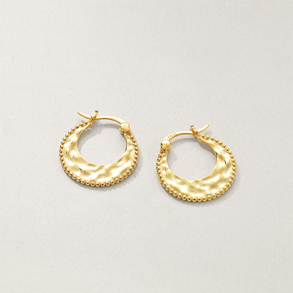 FE2906 925 Sterling Silver Texture Flat Hoop Earrings