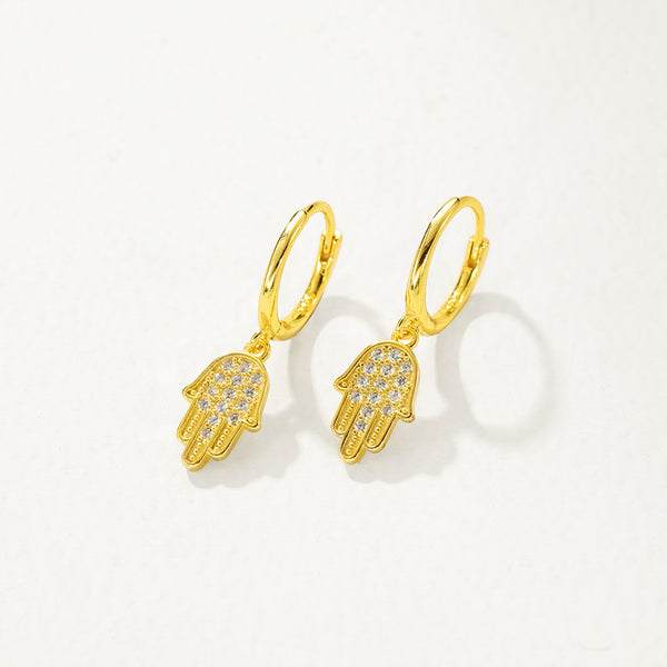 FE2719 925 Sterling Silver Hand Palm Dangle Earrings