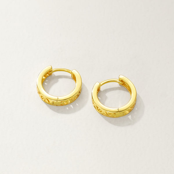 FE2857 925 Sterling Silver Simple Hollow Hoop Earrings