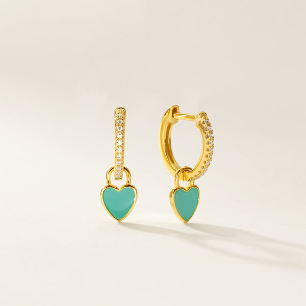 FE2952 925 Sterling Silver Enamel Heart Dangle Earrings