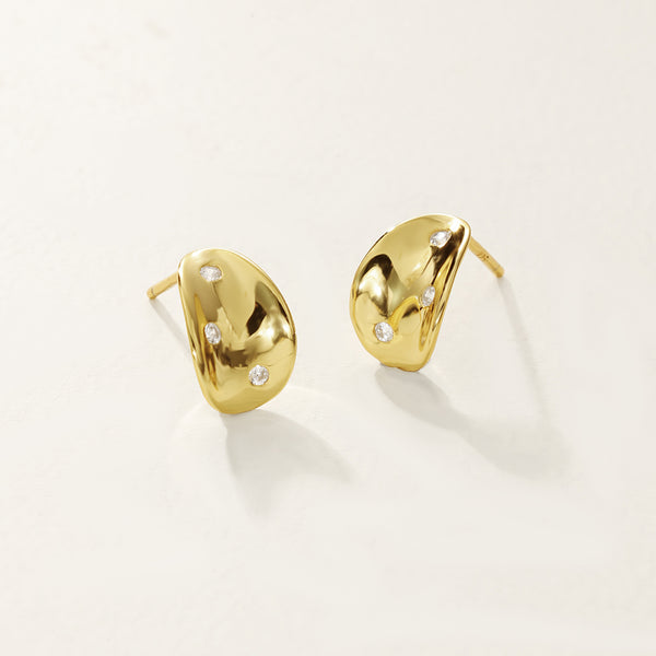 FE2899 925 Sterling Silver Commna Gold Stud Earring