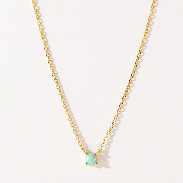 VFX0279 Minimalist Opal Pendant Necklace