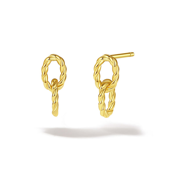 FE2958 925 Sterling Silver Braided Double Hoop Dangle Earring