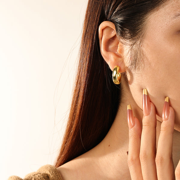 FE2754 925 Sterling Silver High Polish Hoop Earring