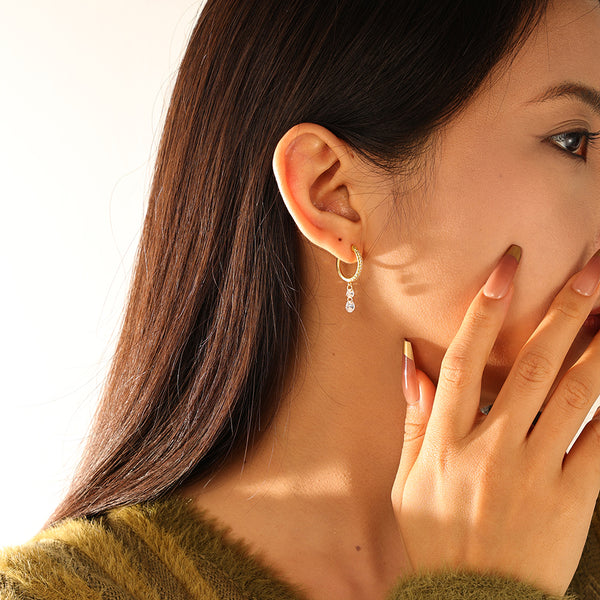 FE3161 Zirconia Hoop Earring