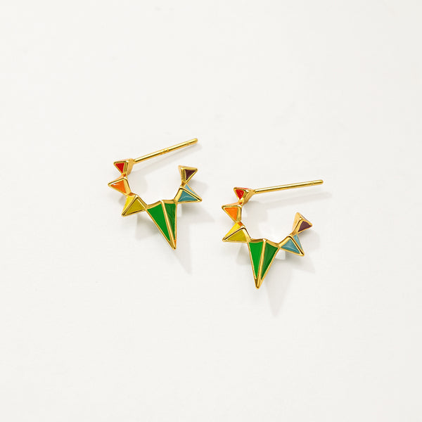 FE2918 925 Sterling Silver Colorful Enamel Rivets Hoop Earring