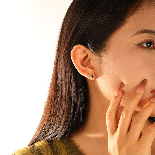 FE3187 Vintage Emerald Stud Earring