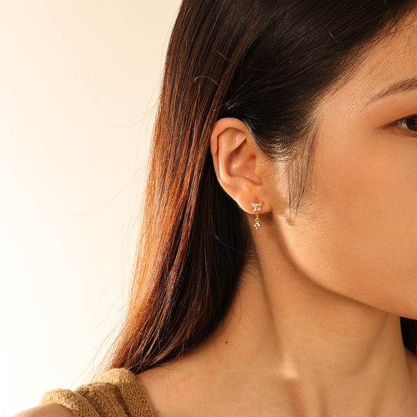 FE2744 925 Sterling Silver Cubic Zirconia Colorful Butterfly Dangle Hoop Earrings