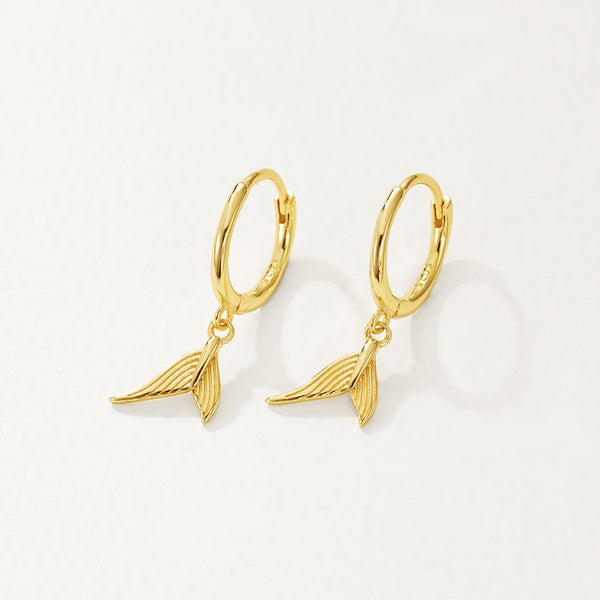FE2737 925 Sterling Silver Fishtail Dangle Hoop Earrings