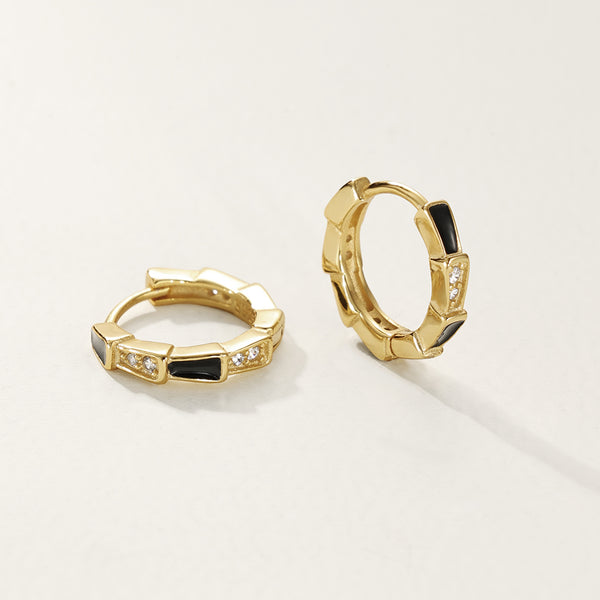 FE2762 925 Sterling Silver Enamel Hoop Earrings